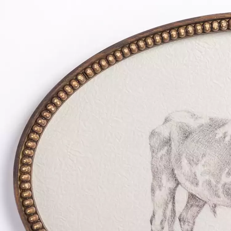 Oval Cow Sketch Beaded Framed Art Print>Kirklands Home Discount