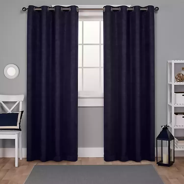 Oxford Navy Thermal Curtain Panel Set, 84 in.>Kirklands Home Clearance