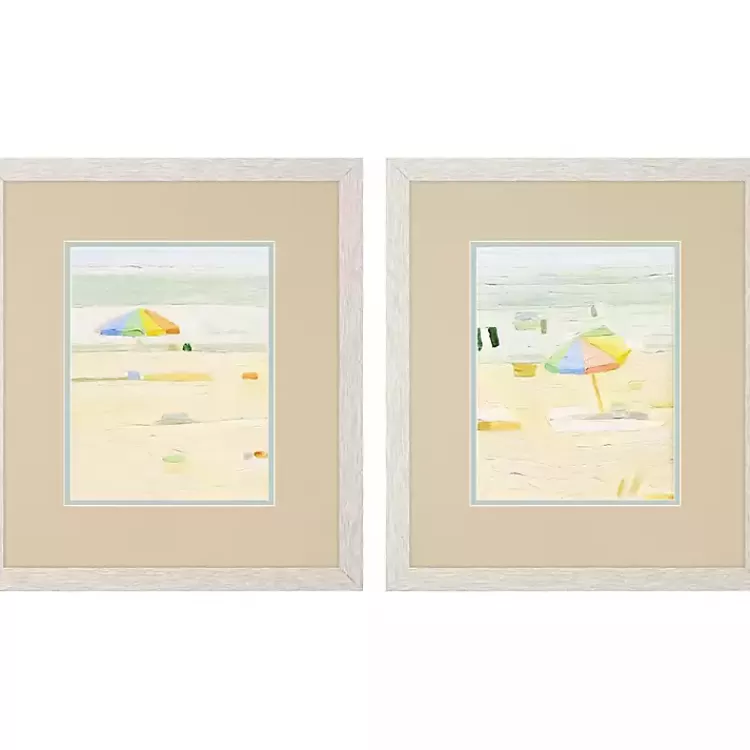 Pastel Beach Umbrella Framed Art Prints, Set of 2>Kirklands Home Best Sale