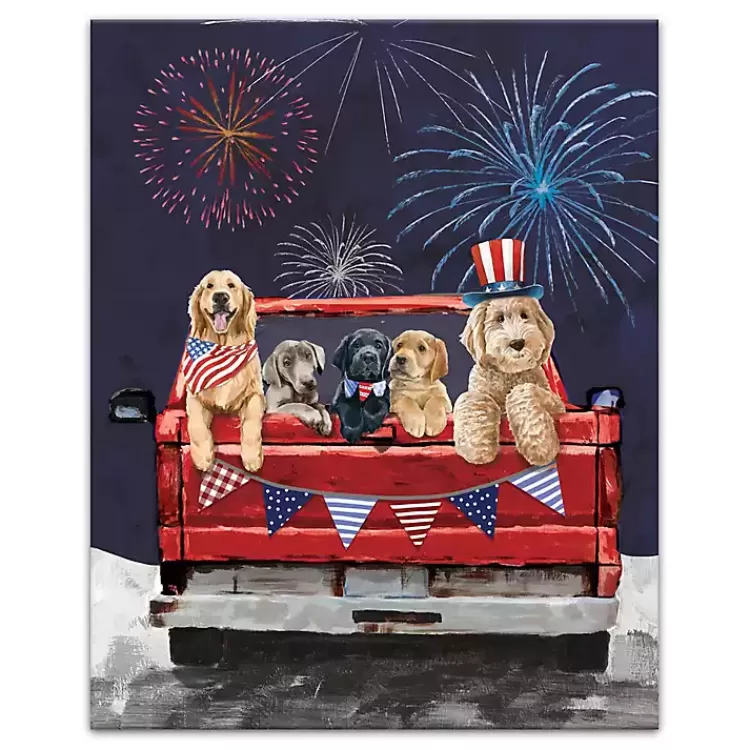 Patriotic Puppy Pickup Canvas Art Print>Kirklands Home New