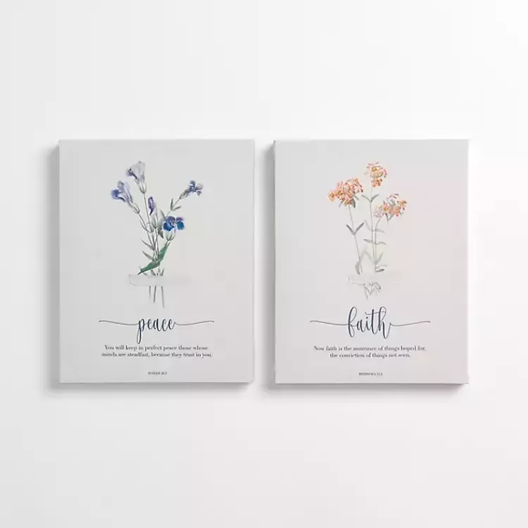 Peace and Faith Floral Canvas Art Prints, Set of 2>Kirklands Home Hot