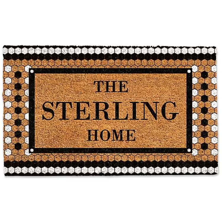 Personalized Monochrome Tile Coir Doormat>Kirklands Home Cheap