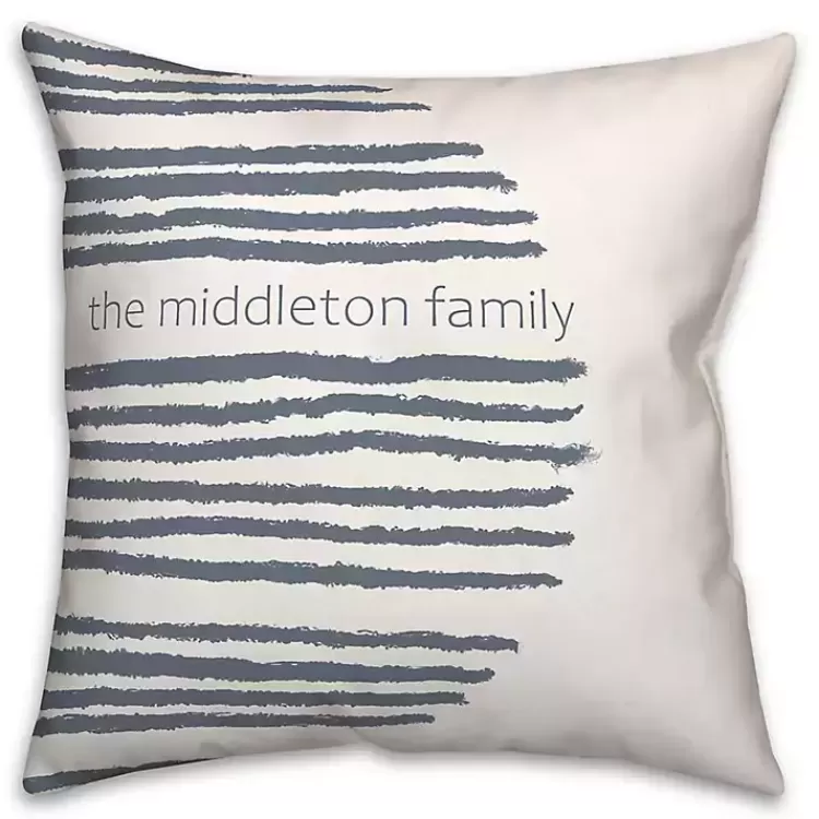 Personalized Navy Stripes Outdoor Pillow>Kirklands Home Outlet
