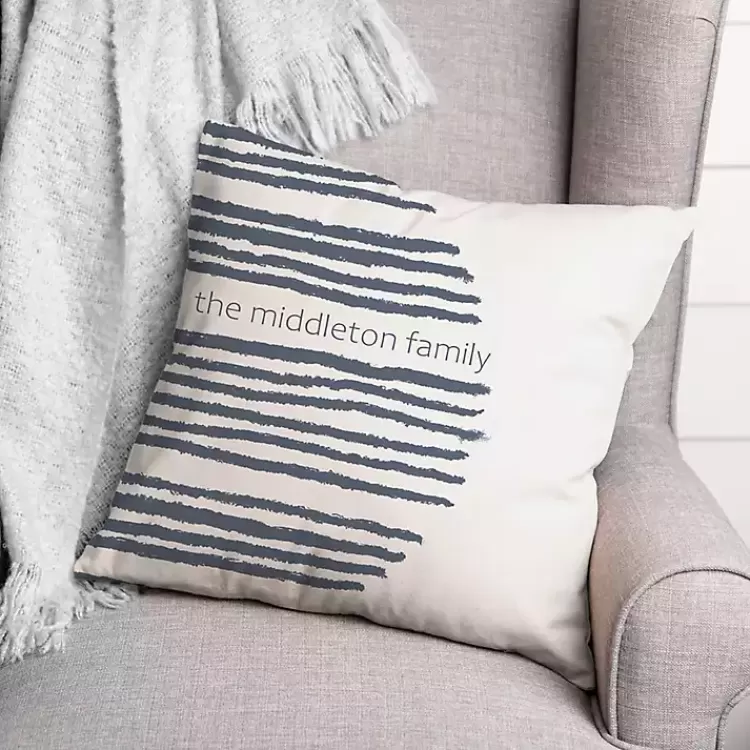 Personalized Navy Stripes Outdoor Pillow>Kirklands Home Outlet