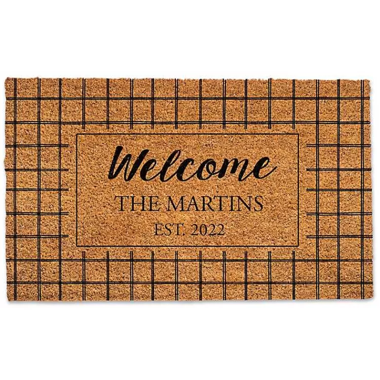 Personalized Welcome Windowpane Coir Doormat>Kirklands Home Outlet