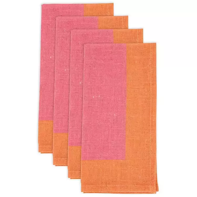 Pink and Orange Colorblock Napkins, Set of 4>Kirklands Home Cheap