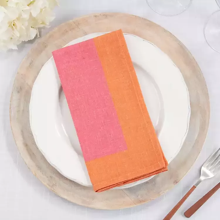 Pink and Orange Colorblock Napkins, Set of 4>Kirklands Home Cheap