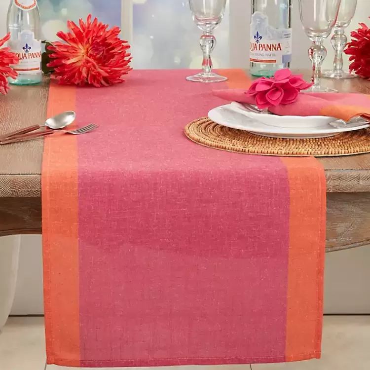 Pink and Orange Colorblock Table Runner>Kirklands Home New