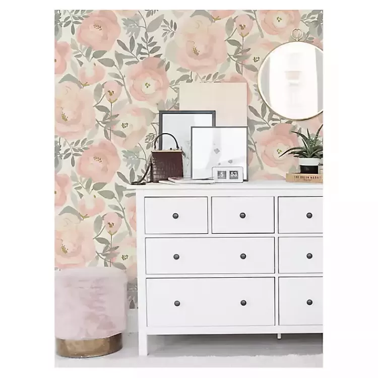 Watercolor Roses Peel & Stick Wallpaper>Kirklands Home Online