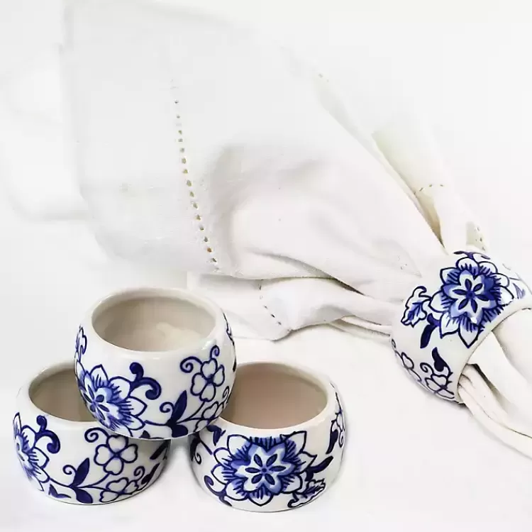 Pip Vintage Blue Floral Napkin Rings, Set of 4>Kirklands Home Clearance