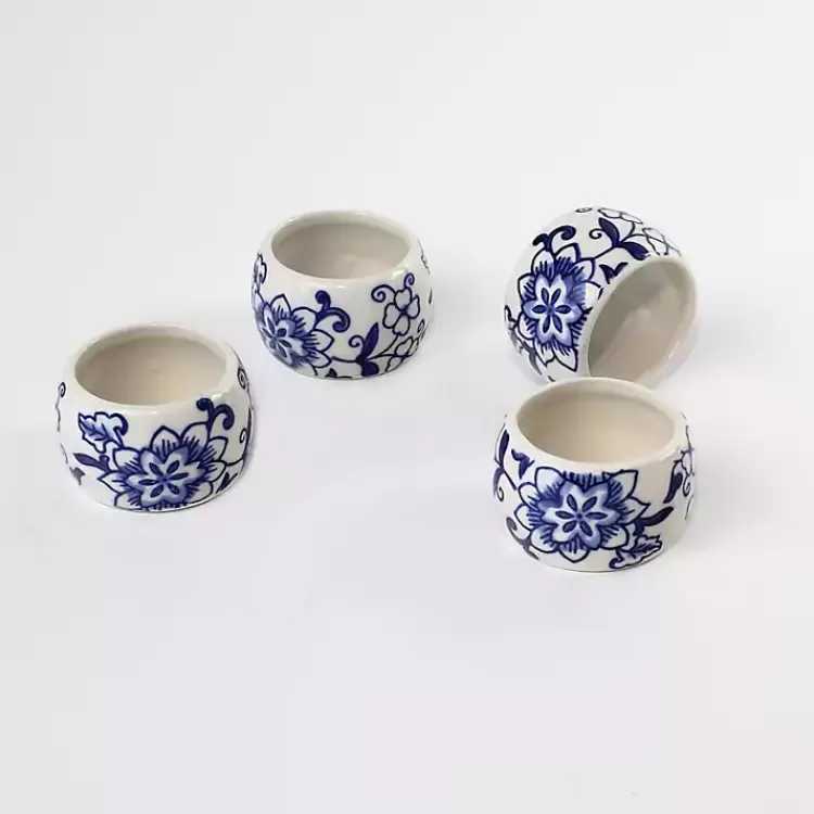 Pip Vintage Blue Floral Napkin Rings, Set of 4>Kirklands Home Clearance