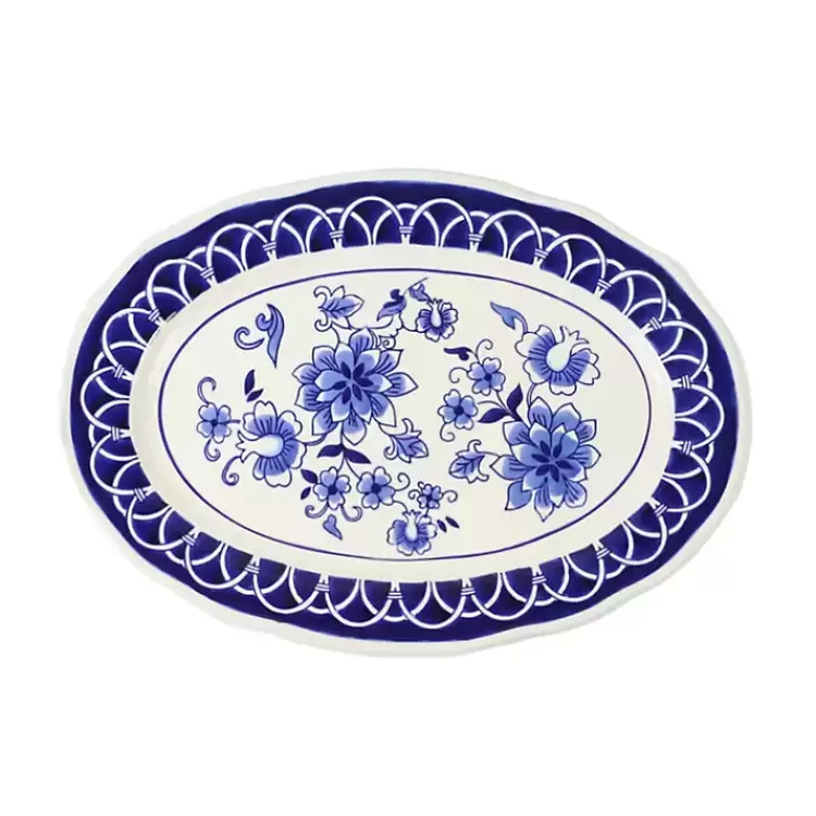 Pip Vintage Blue Floral Serving Platter>Kirklands Home Flash Sale