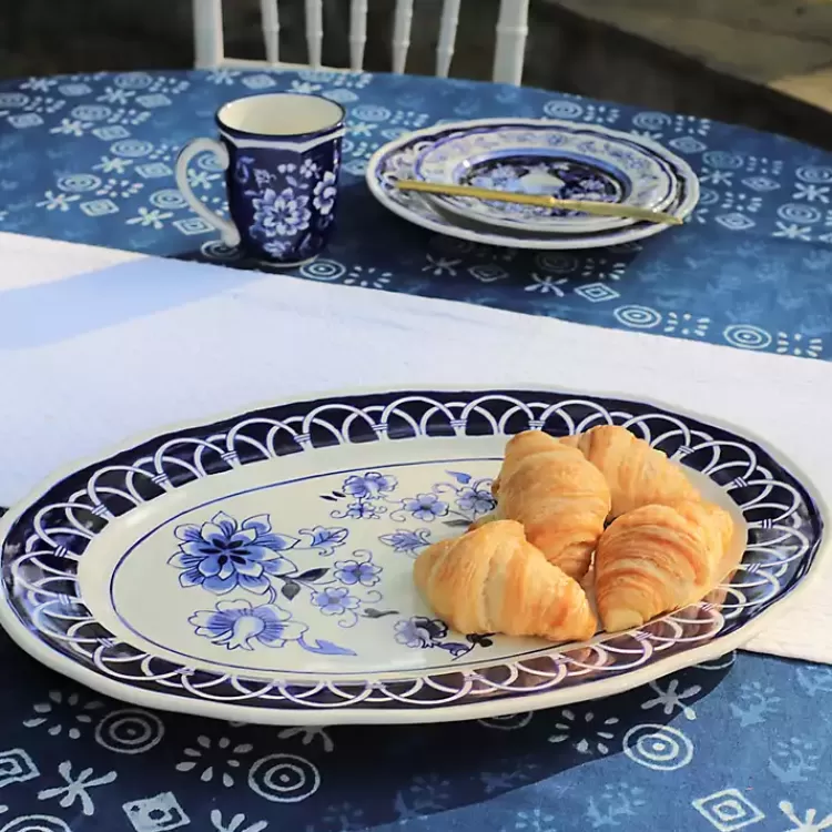 Pip Vintage Blue Floral Serving Platter>Kirklands Home Flash Sale