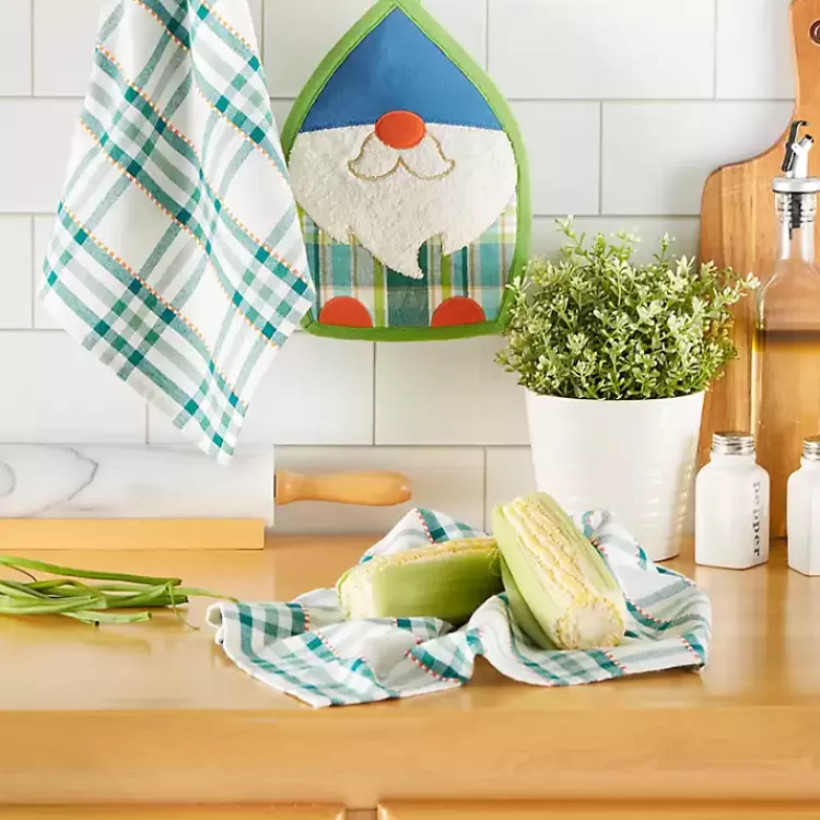 plaid_garden_gnome_pc_towel_and_pot_holder_set_8.webp Plaid Garden Gnome 3-pc. Towel and Pot Holder Set>Kirklands Home Hot