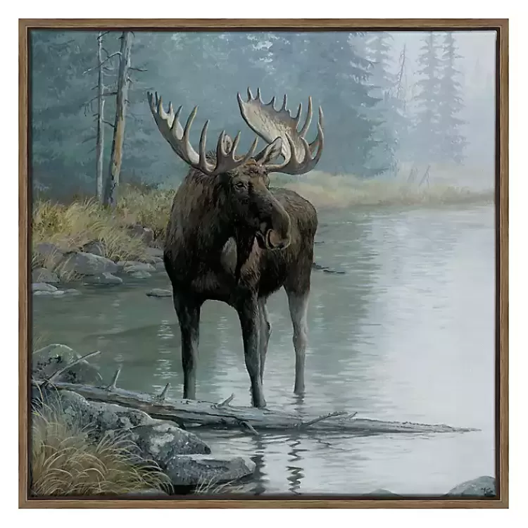 Quiet Water Moose Framed Canvas Art Print>Kirklands Home New
