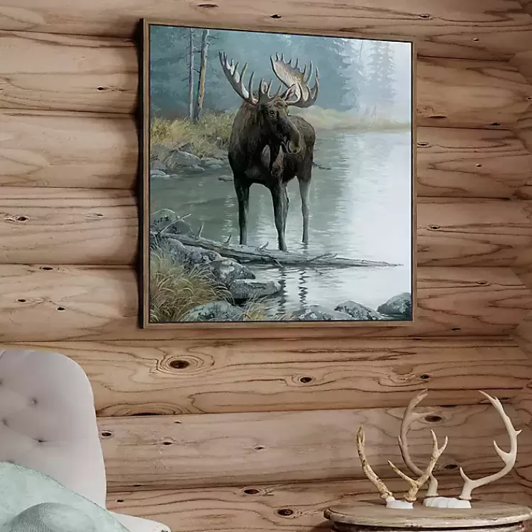 Quiet Water Moose Framed Canvas Art Print>Kirklands Home New