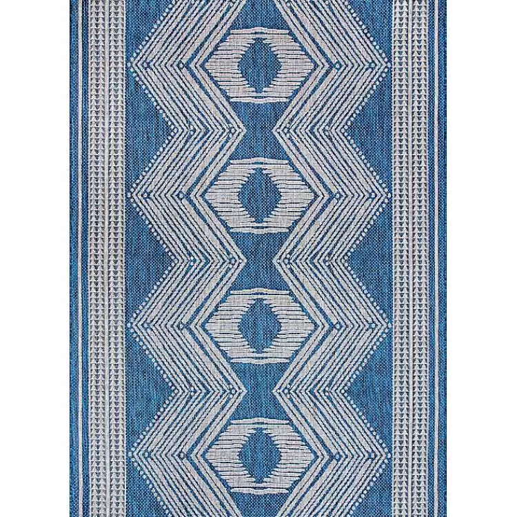 Raina Blue Tribal Zig Zag Outdoor Rug, 5x8>Kirklands Home Store