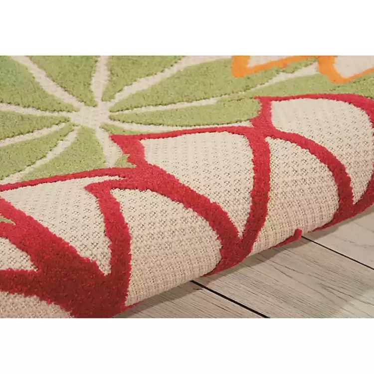 Red Bright Floral Burst Outdoor Area Rug, 5x7>Kirklands Home Hot