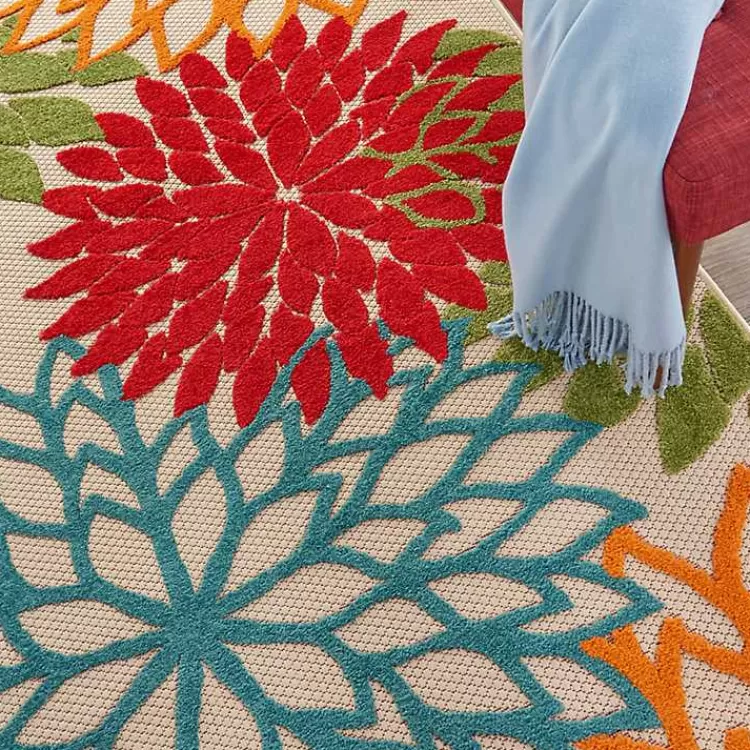 Red Bright Floral Burst Outdoor Area Rug, 5x7>Kirklands Home Hot