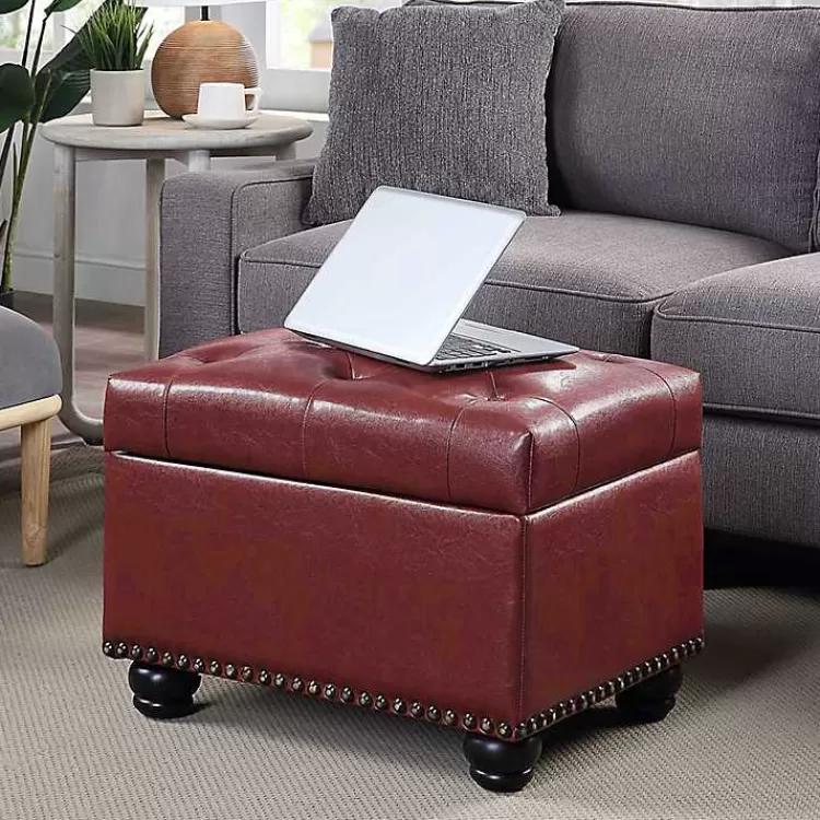 Faux Leather Jessy Storage Ottoman>Kirklands Home Fashion