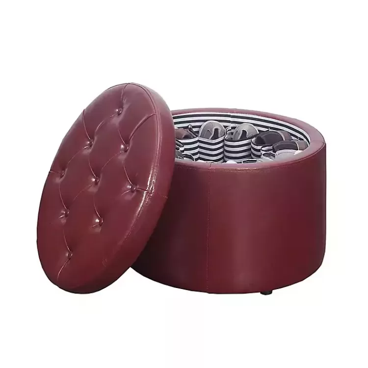 Faux Leather Round Shoe Storage Ottoman>Kirklands Home Fashion