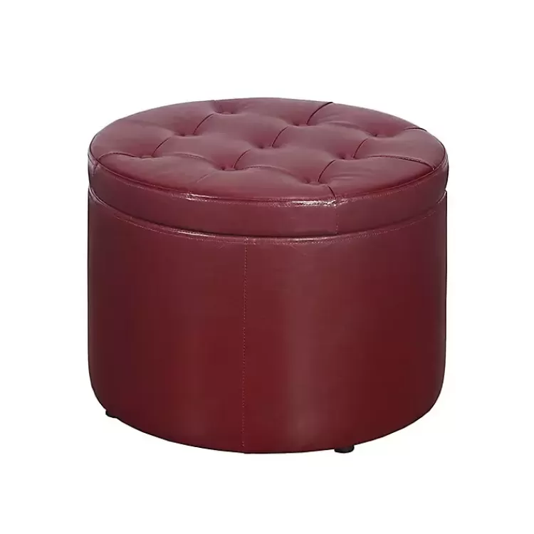 Faux Leather Round Shoe Storage Ottoman>Kirklands Home Fashion