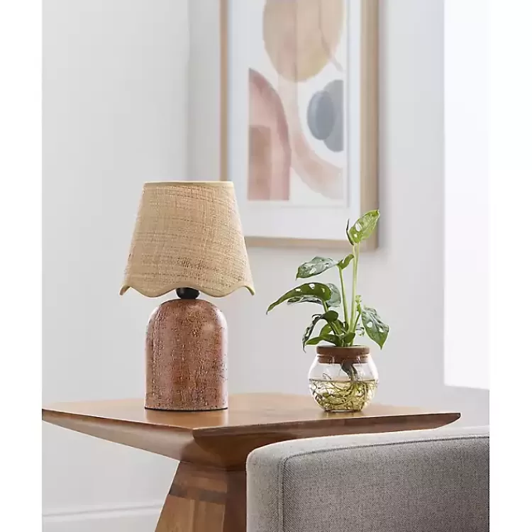 Faux Stone Table Lamp with Scalloped Shade>Kirklands Home Clearance
