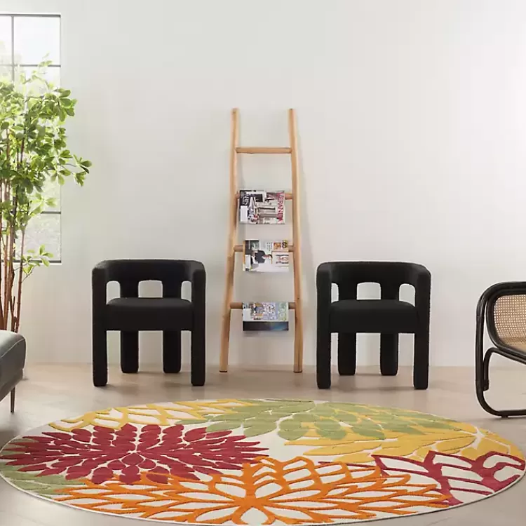 red_floral_burst_outdoor_round_area_rug__ft_7.webp Red Floral Burst Outdoor Round Area Rug, 7 ft.>Kirklands Home Discount