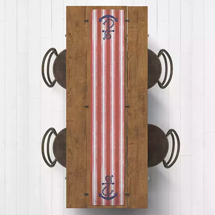 Red Stripes and Anchor Table Runner, 90 in.>Kirklands Home Store