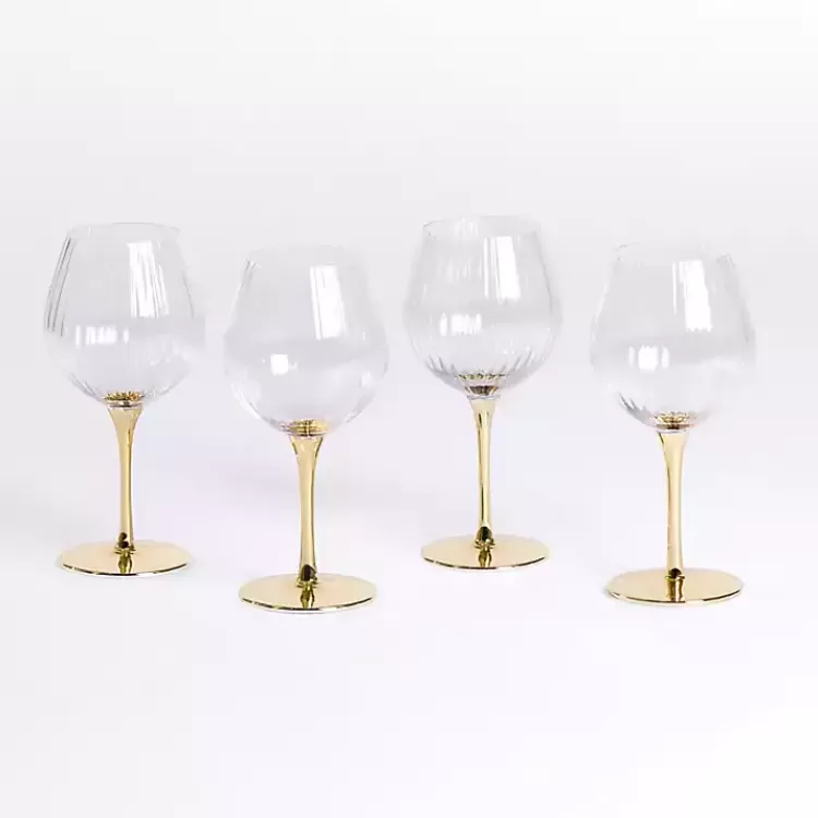 Ripple Gold Base Goblet Wine Glasses, Set of 4>Kirklands Home Outlet