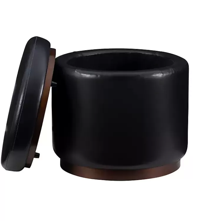 Round Faux Leather Storage Ottoman>Kirklands Home Cheap