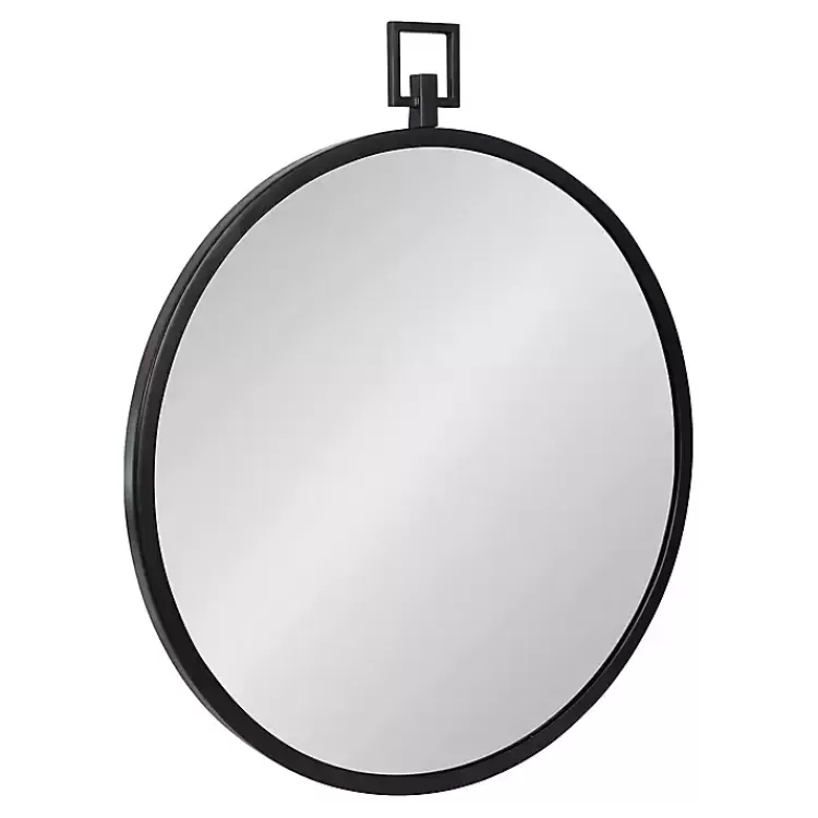 Round Black Tabb Metal Wall Mirror>Kirklands Home Sale