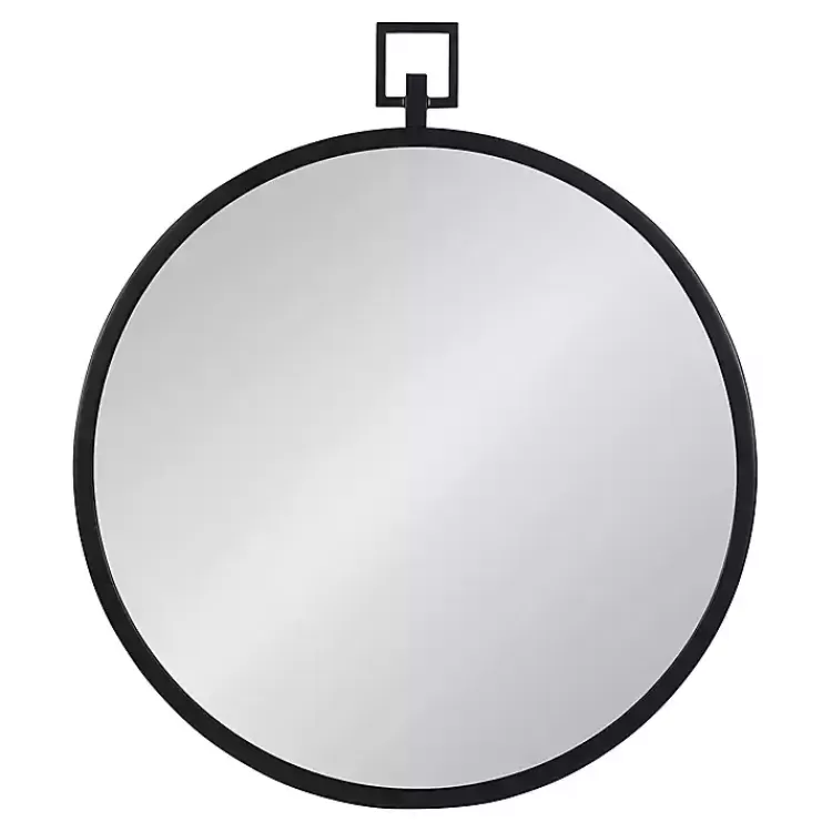 Round Black Tabb Metal Wall Mirror>Kirklands Home Sale