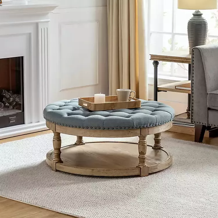 Round Cepheus Tufted Ottoman>Kirklands Home Flash Sale