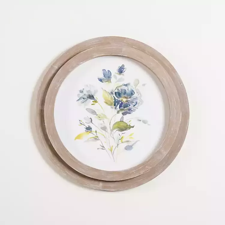 Round Blue Florals I Framed Art Print>Kirklands Home Discount