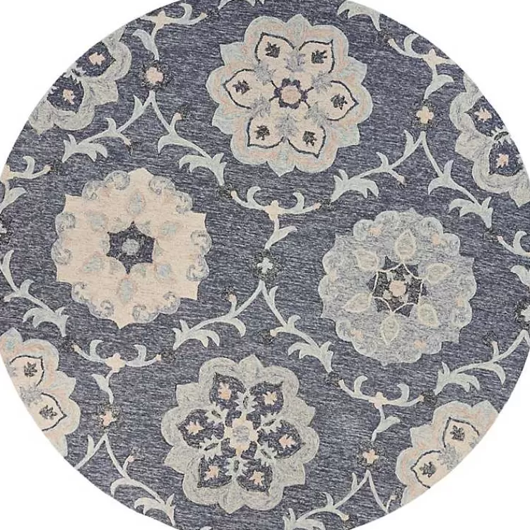 Round Geometric Floral Area Rug, 4x4>Kirklands Home Shop