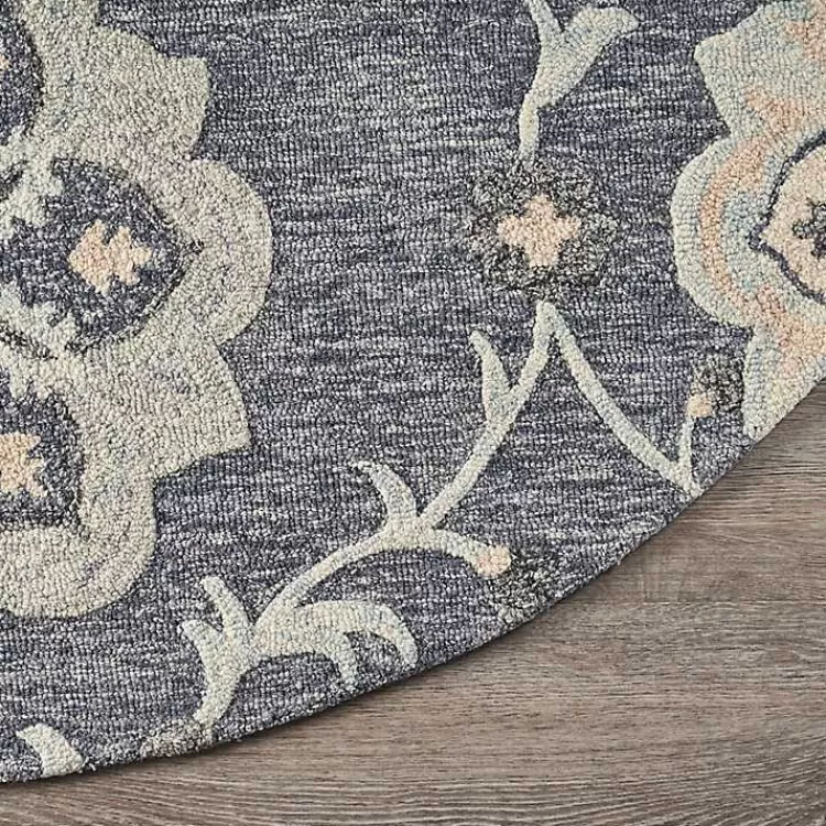 round_blue_geometric_floral_area_rug_x_7.webp Round Geometric Floral Area Rug, 4x4>Kirklands Home Shop