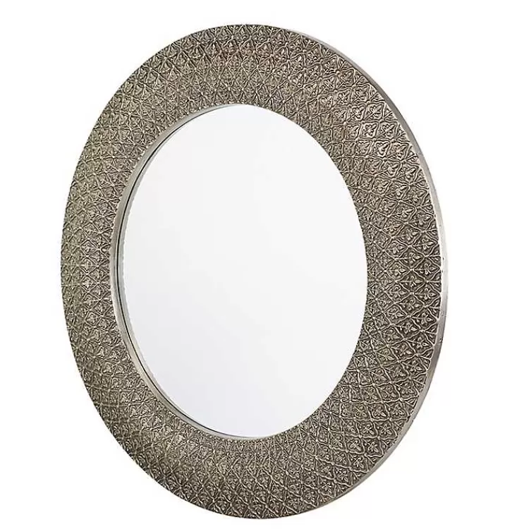 Round Bronze Woven Texture Wall Mirror>Kirklands Home Flash Sale