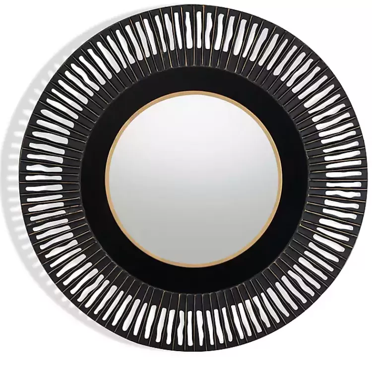 Round Cantara Black Metal Wall Mirror>Kirklands Home Hot