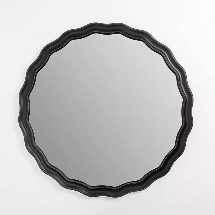 Round Catorina Black Wavy Wall Mirror>Kirklands Home Cheap