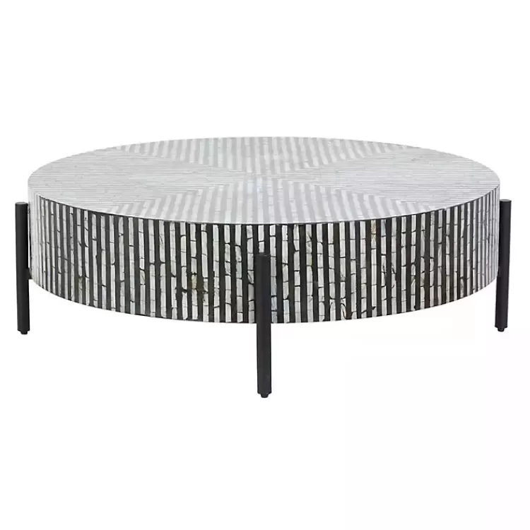 round_geometric_stripe_shell_coffee_table_4.webp Round Geometric Stripe Shell Coffee Table>Kirklands Home Fashion