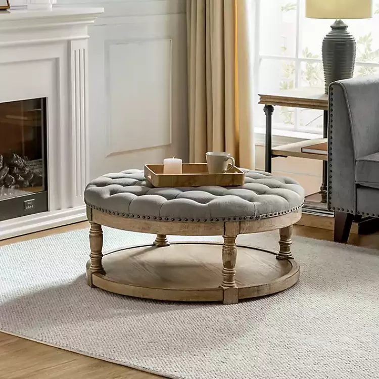 Round Cepheus Tufted Ottoman>Kirklands Home Hot