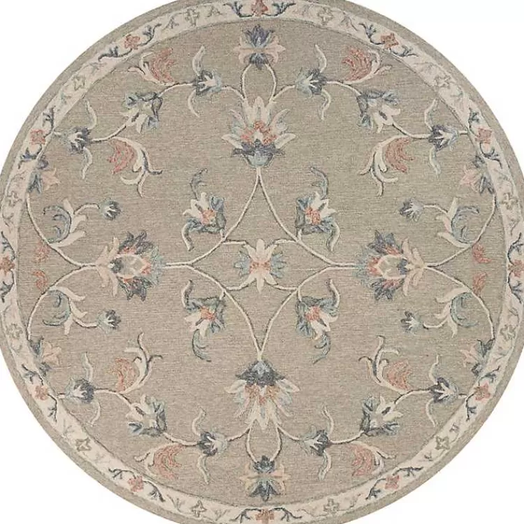 Round Traditional Floral Area Rug, 4x4>Kirklands Home Discount