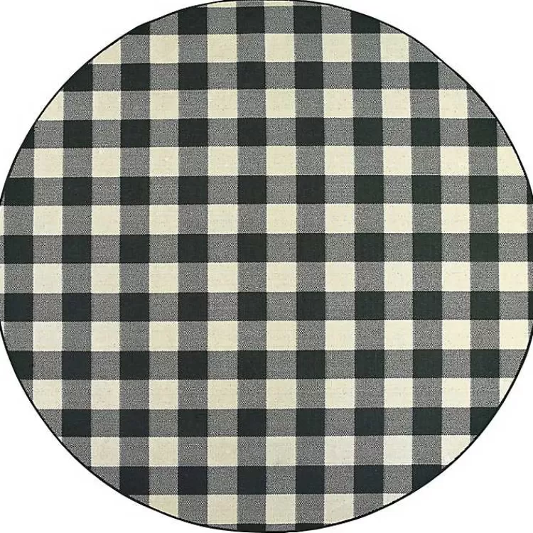 Round Madura Buffalo Check Outdoor Area Rug, 7 ft.>Kirklands Home Best