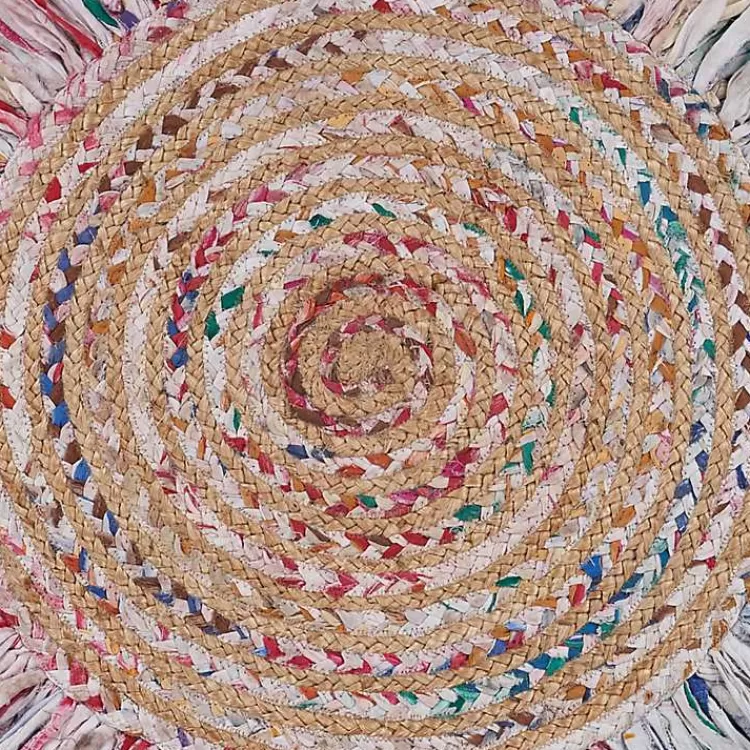 Round Multicolor Braided Jute Area Rug, 3x3>Kirklands Home Clearance