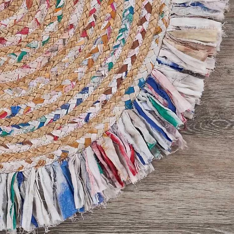 Round Multicolor Braided Jute Area Rug, 3x3>Kirklands Home Clearance