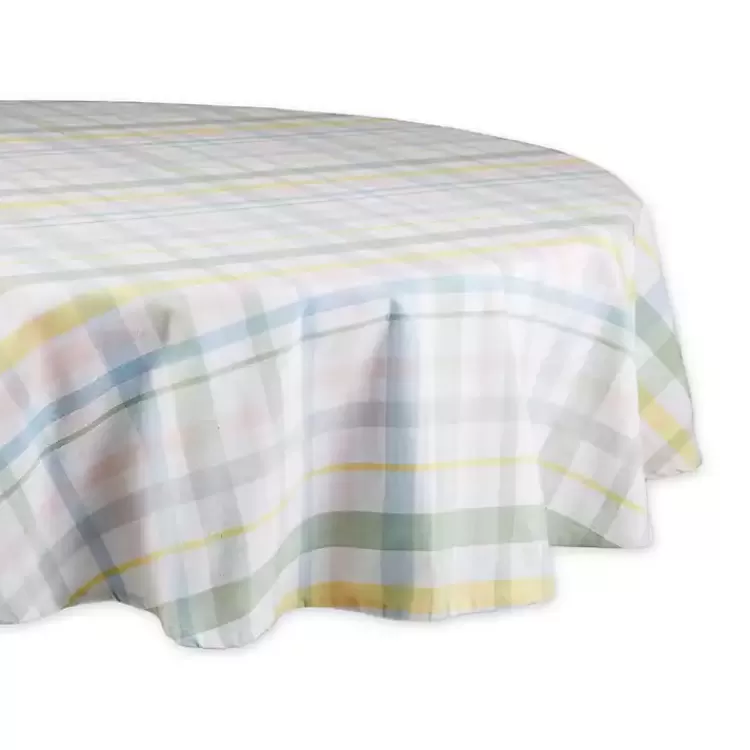 Round Sweet Spring Plaid Tablecloth, 70 in.>Kirklands Home Fashion