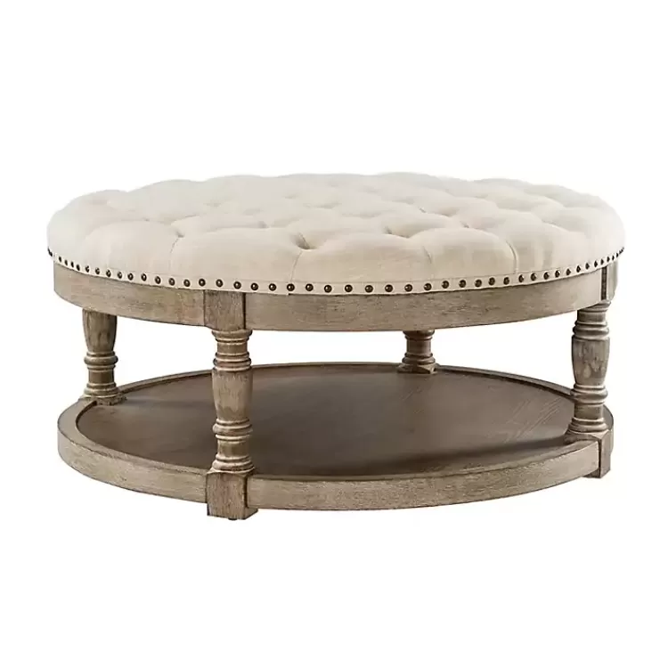 Round Cepheus Tufted Ottoman>Kirklands Home Online