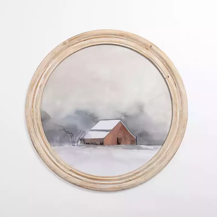 Round Winter Barn Framed Art Print>Kirklands Home Flash Sale