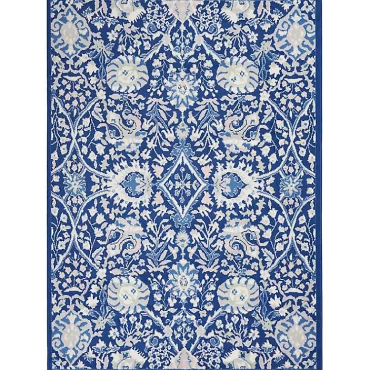 Royal Blue Floral Motif Area Rug, 5x7>Kirklands Home Best Sale